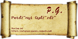 Petényi Győző névjegykártya